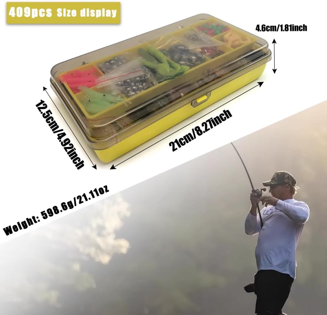 Catchro 409 Pcs Tackle Box Set with Fishing Lures - Comprehensive Fishing Tackle Box for All Skill Levels, Perfect for Freshwater and Saltwater Angling